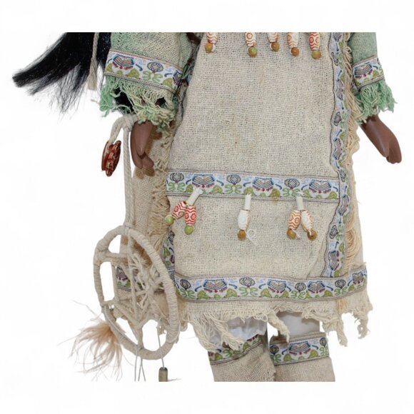 Native American-Inspired Porcelain Doll W/ Beaded Accessories Dreamcatcher & Bra - Picture 9 of 13